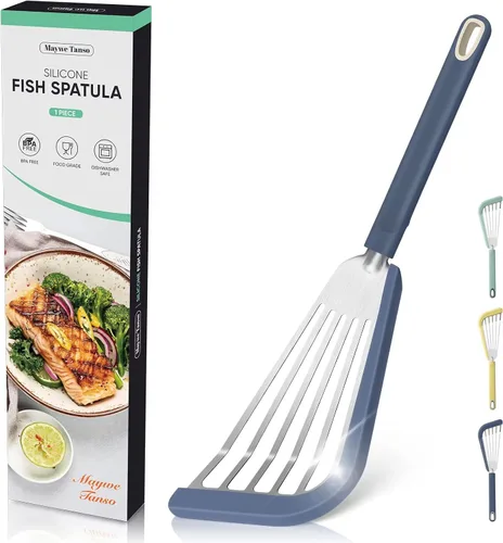 Espátula de pescado antiadherente, espátulas delgadas ranuradas de silicona para utensilios de cocina antiadherentes, utensilios de cocina sin BPA