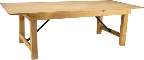Flash Furniture HERCULES - Mesa de granja plegable rectangular de pino macizo rústico antiguo de 8' x 40", color natural claro