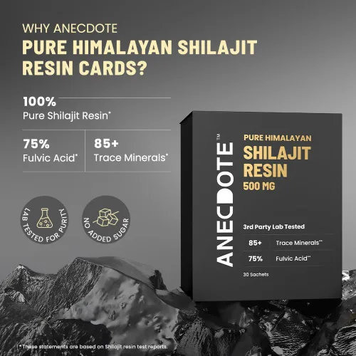 Miniatura 3 de ANECDOTE Tarjetas de resina Shilajit pura del Himalaya de 500 mg Aumenta la resistencia Aumenta la productividad 75% de ácido fúlvico, más