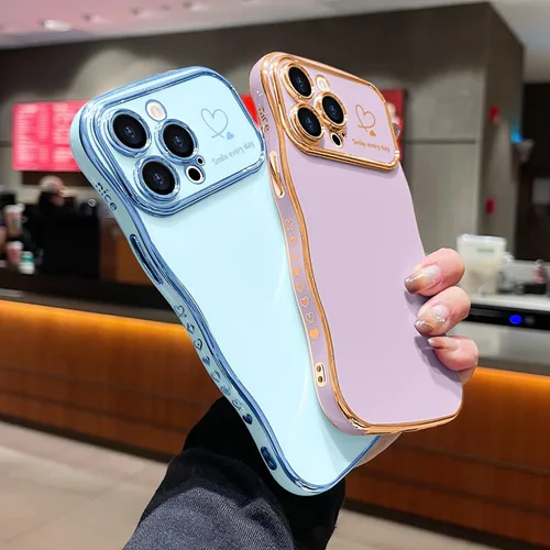Miniatura 6 de LCHULLE Funda para iPhone 12 Pro para mujeres y niñas, lindo marco ondulado con forma rizada con patrón de corazón de amor, cubierta de protección