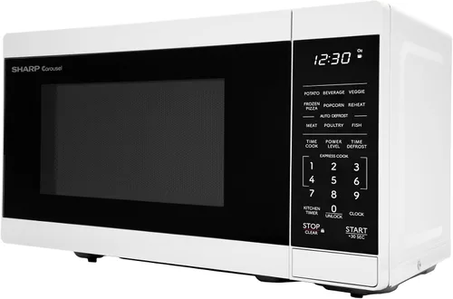 Miniatura 11 de SHARP Horno microondas compacto de encimera con plato giratorio de carrusel extraíble de 10 pulgadas, 700 vatios, 0.7 pies cúbicos, color blanco