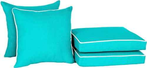 Miniatura 12 de Suntastic O'Linen - Juego de 4 cojines y almohadas de comedor de lujo para exteriores e interiores, para muebles de patio, color naranja quemado