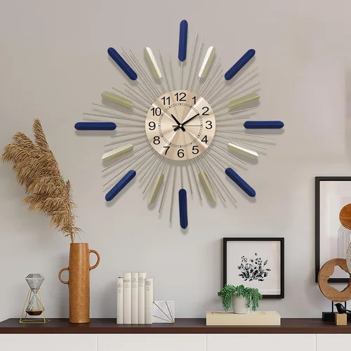 Miniatura 4 de Reloj de pared grande de 30 pulgadas de metal decorativo de mediados de siglo, reloj moderno y silencioso sin tictac, decoración moderna hecha a