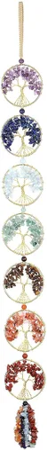 Miniatura 6 de Jovivi Paquete – 2 artículos de adorno colgante de árbol de la vida de doble corazón, 7 chakras reiki curativo percha + 7 chakras árbol de la vida