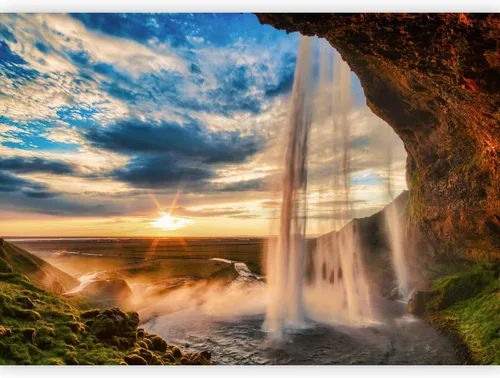 artgeist Mural de pared Cascada de 135 x 101 pulgadas - Papel tapiz autoadhesivo extraíble de gran tamaño para decoración de pared, diseño de #06