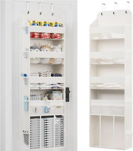 OneDream Organizador de 5 niveles sobre la puerta con caddy de almacenamiento extraíble, organizador de ropa de bebé para guardería, almacenamiento
