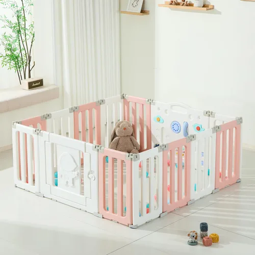 Miniatura 14 de Bestgame Corralito para Bebés, Corralitos Plegables para Bebés y Niños Pequeños, 14 Paneles Corralito Extra Grande para Bebés, Valla Portátil