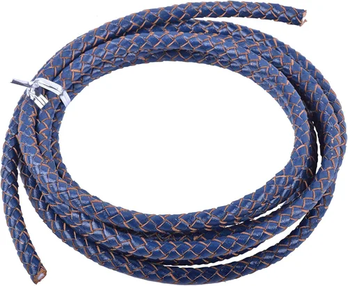Miniatura 33 de KONMAY 2 yardas 8.0mm Cordón redondo de cuero trenzado auténtico marrón antiguo para corbata de bolo