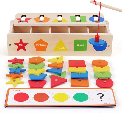 Montessori para niños pequeños, caja magnética de clasificación de formas de color, juguetes de aprendizaje temprano, juguete educativo de madera,