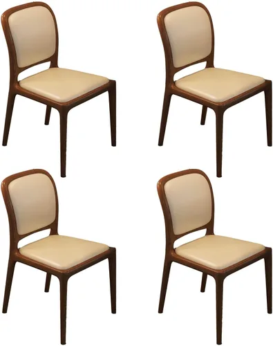 Miniatura 10 de Sillas de comedor de madera sin brazos, sillas de cocina de comedor, silla de escritorio de cocina de nogal con soporte trasero, silla