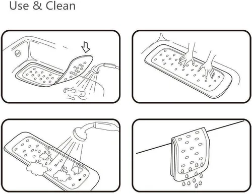 Miniatura 4 de Tapete de baño antideslizante para bebé con ventosas para bañera, tapete antideslizante para ducha, 27 x 15 pulgadas, bonito diseño