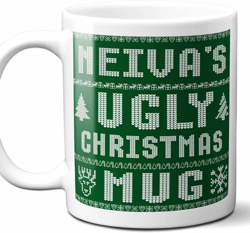 Neiva Name Christmas Gift. Personalized Ugly Christmas Sweater Coffee Mug. Funny Custom Xmas Gift, Stocking Stuffer For Friends, Coworkers And