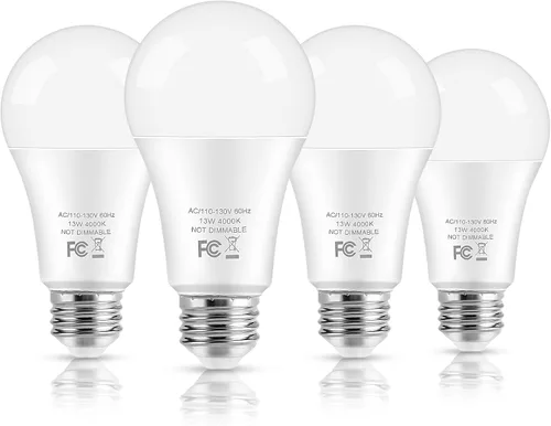 Bombillas LED, bombillas LED A19 equivalentes a 100 W, 13 W, 4000 K, blanco neutro, 1500 lúmenes, no regulables, brillantes, E26 Edison, bombillas