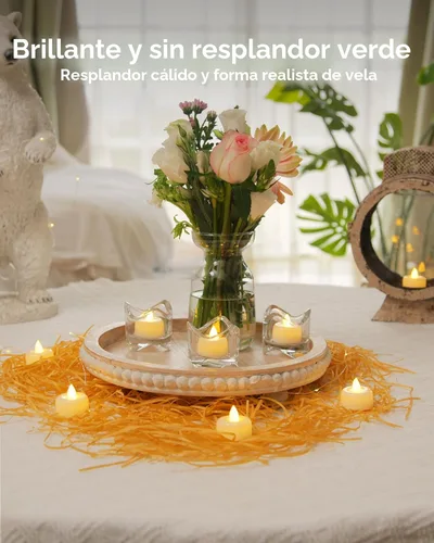 Miniatura 6 de Amagic - Paquete de 24 velas de té LED sin llama, velas de luz de té falsas eléctricas, funcionamiento a pila, para uso votivo, Halloween, Navidad