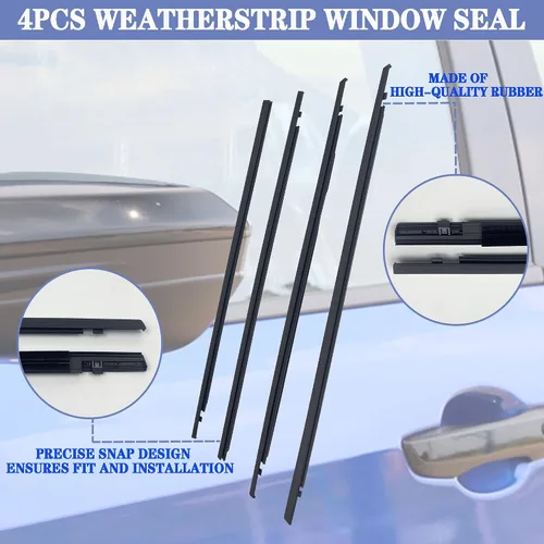 Miniatura 2 de 4 piezas moldura de ventana tira selladora sello de ventana compatible con Honda Civic sedán de 4 puertas 2016 2017 2018 2019 2020 2021 reemplaza