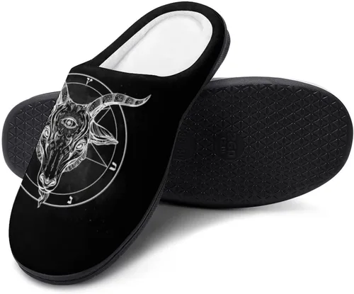 Miniatura 4 de Pentagram with Demon Baphomet Satanic Goat - Pantuflas de algodón para hombre, de espuma viscoelástica suave, para interiores y exteriores