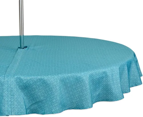 Miniatura 16 de DII Colección de mesa para interior/exterior con agujero para sombrilla con cremallera, lavable a máquina, celosía tonal, mantel, 60 pulgadas