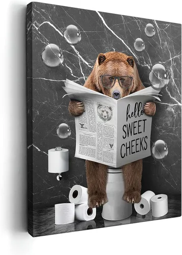 Miniatura 19 de Kasluolo Divertido arte de pared de perro Beagle para decoración de baño, lindo beagle sentado en la bañera, lienzo impreso pintura de animales