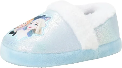 Disney Pantuflas de Frozen para niña Pantuflas peludas de Elsa y Anna con suela antideslizante (bebéniño pequeño)