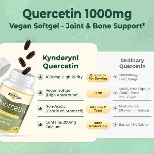 Miniatura 5 de Suplemento de quercetina de 1000 mg cápsulas blandas – Suplemento de salud articular para movilidad, flexibilidad y refuerzo antioxidante
