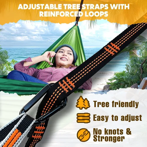 Miniatura 3 de NATUREFUN Hamaca ultraligera para viajes y camping Capacidad de carga de 300 kg, transpirable, de secado rápido Incluye 2 mosquetones premium, 2