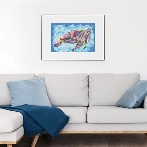 Miniatura 5 de ARTEZA Pintura por números para adultos, 12 x 16 pulgadas, 21 piezas, kit de pintura de tortuga por números, viene con 1 panel de lienzo, 12 macetas