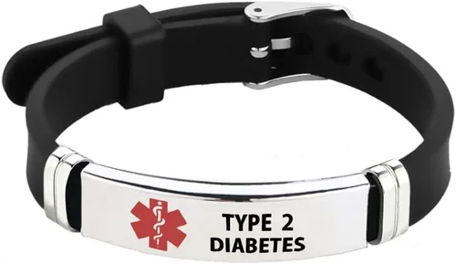 Miniatura 35 de TGLS Pulsera de identificación de alerta médica roja para mujeres y hombres de emergencia de primeros auxilios de alerta sanitaria grabada con láser
