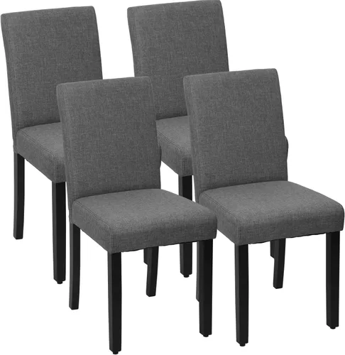Miniatura 8 de PayLessHere Juego de 4 sillas de comedor de diseño elegante y moderno, tapizadas de tela, color beige
