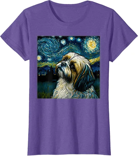 Miniatura 20 de Camiseta Surrealism Starry Night Shih Tzu Dog