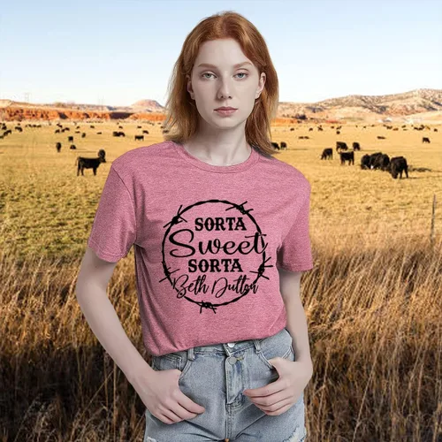 Miniatura 3 de Beth Dutton - Camiseta para mujer Sorta Sweet Sorta Beth Dutton, camiseta de manga corta con gráfico de vaquera, divertida serie de televisión