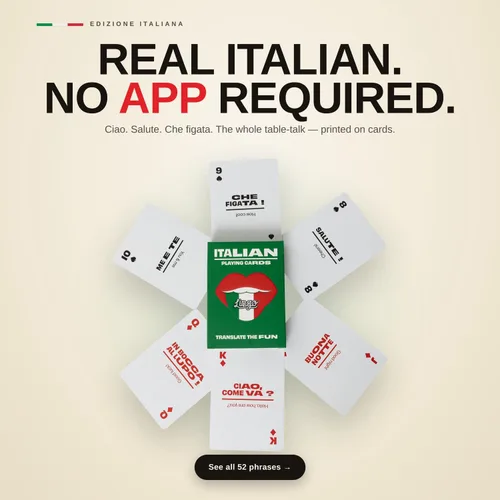 Miniatura 4 de Lingo Naipes italianos en lata de viaje premium Aprende vocabulario y frases italianas para adultos y principiantes Edición de caja de regalo