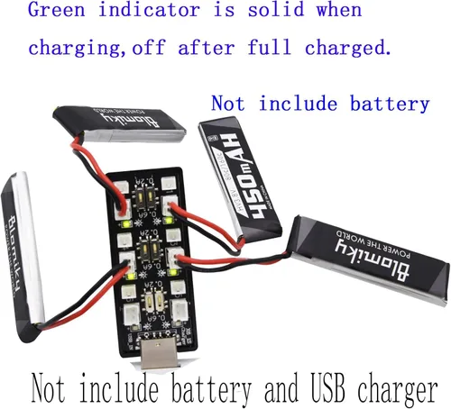 Miniatura 3 de Blomiky Cargador de asiento USB 6 en 1 1S Li-ion/Lipo 3.7V-3.8V con JST-PH2.0 y JST1.25 Enchufe adecuado para batería Emax 1S 450mAh Lipo/cargador 6