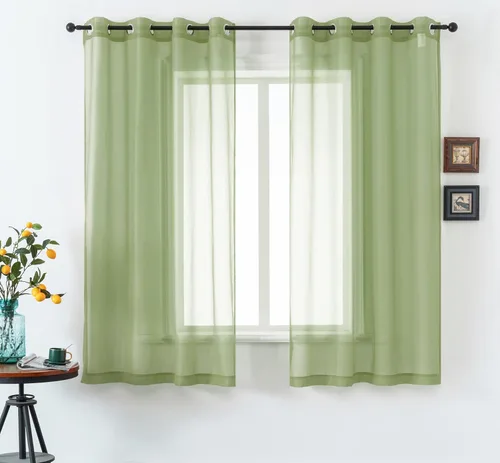 Miniatura 24 de DUALIFE Cortinas Amarillas de 72 Pulgadas de Largo para Dormitorio Juego de 2 Paneles con Ojales Ventana Semi Voile Filtrado de Luz Cortinas