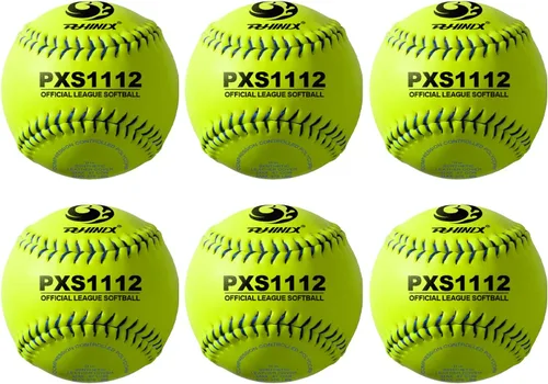 PHINIX Practica softbol de lanzamiento rápido Tamaño y peso oficiales, calidad profesional, opciones de 11 y 12 pulgadas (COR .47 / Comp.375)