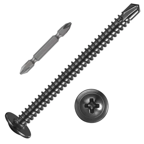 Miniatura 7 de (200 piezas) Wensilon #10×1" para Tornillos Autorroscantes para Chapa Metálica de Acero Inoxidable 410 con Cabeza de Brida de Alta Resistencia