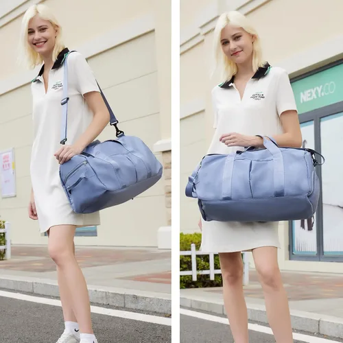 Miniatura 6 de ZGWJ Bolsa de viaje con relleno de hombro, impermeable, para mujeres y hombres, para natación, deportes, viajes, gimnasio, bolsa plegable