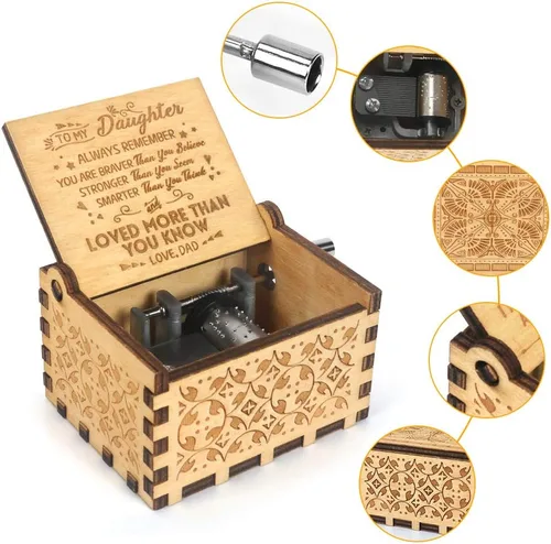 Miniatura 2 de Caja de música de manivela grabada, caja de música