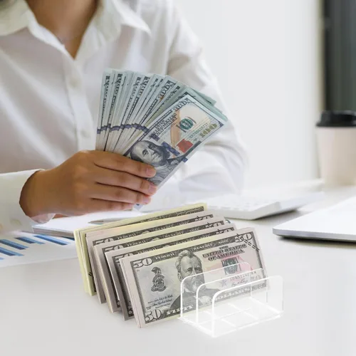Miniatura 5 de Paquete de 2 bandejas acrílicas para dinero, bandeja de presupuesto de 7 secciones, organizador de dinero acrílico, organizador de dinero