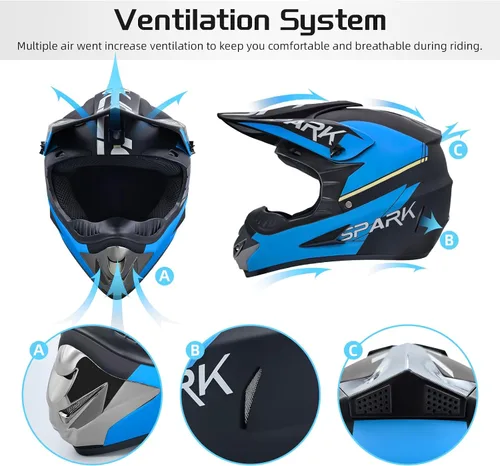 Miniatura 5 de Casco de motocross juvenil para niños, aprobado por el DOT, equipo de seguridad de cara completa para bicicleta de montaña, ATV, motocross
