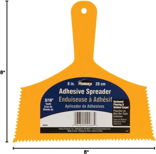 Miniatura 2 de Homax Esparcidor adhesivo, 8 pulgadas, diente de 3/16 pulgadas, esparcidor de pisos de madera dura, naranja