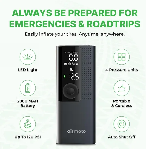 Miniatura 2 de Airmoto y Kit de Energía Paquete de Oferta - 1 paquete - Inflador de Neumáticos Compresor de Aire Portátil con Kit de Energía para Cargar