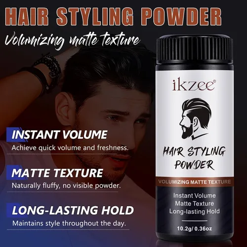 Miniatura 3 de ISUNRISE Polvo para peinar el cabello para hombres, polvo de textura, fácil de aplicar, peinado mate natural, texturizante y voluminizador, juego