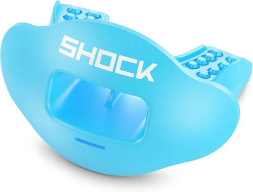 Miniatura 19 de Shock Doctor Protector de labios, protector bucal para adultos y jóvenes con correa, boquilla de fútbol transpirable de apertura ancha para jóvenes