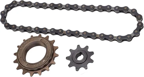 Miniatura 5 de SUNGOOYUE Kit de rueda libre de acero, rueda libre de 16 dientes, piñón de 9 dientes, juego de cadena de 38 secciones, kit de rueda libre de plato