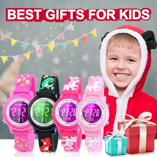 Miniatura 48 de Relojes LED impermeables para niños con alarma, juguetes para niños, regalos para niñas de 3 a 10 años