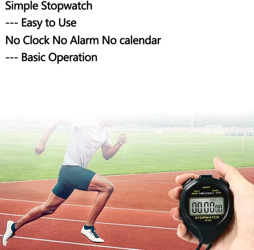 Miniatura 2 de Digital Simple Stopwatch, 1/30 Lap Basic Stopwatch, No Bells, No Clock, No Alarm, Silent, Child Friendly, ON/Off for Swimming Coaches Kids