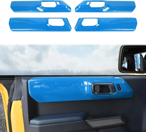 Miniatura 8 de Cubierta de panel de manija de puerta interior compatible con Ford Bronco 2021-2024+ 4 puertas (azul)