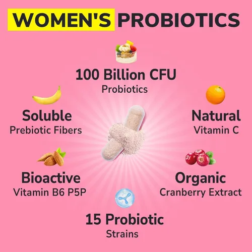 Miniatura 3 de Vitalibre Probióticos para mujeres, 100 mil millones de UFC, 15 cepas, suplemento diario probiótico y prebiótico con arándano orgánico para apoyar