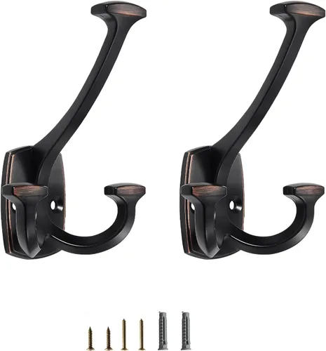 Miniatura 5 de Ganchos de latón antiguos grandes montados en la pared decorativos de doble cara resistentes para colgar abrigos, toallas, batas, bolsos, ganchos