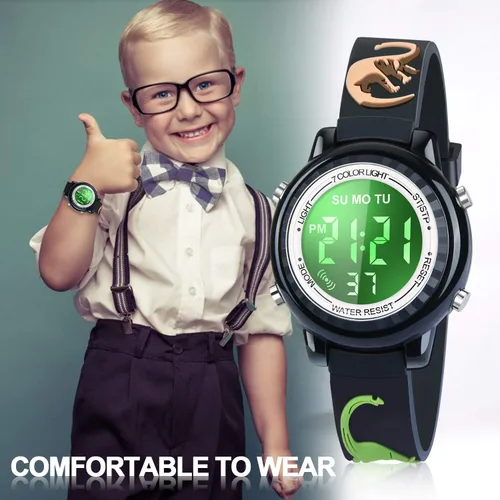 Miniatura 19 de Relojes LED impermeables para niños con alarma, juguetes para niños, regalos para niñas de 3 a 10 años